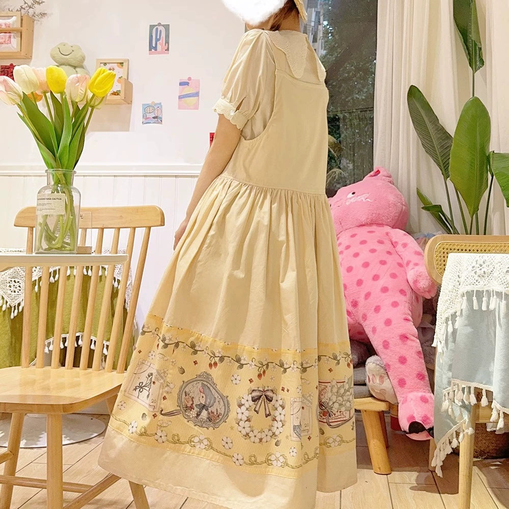 【予約販売】Sweetie Sheep プリントサスペンダースカート