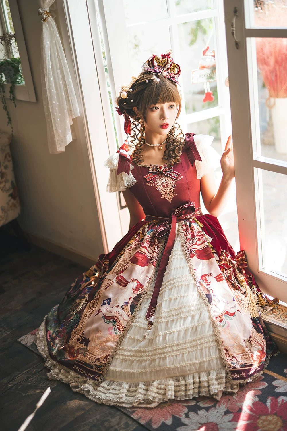 【受注予約4/8まで】Wanhua Mirror 西洋貴族風フレンチスリーブフリルドレス