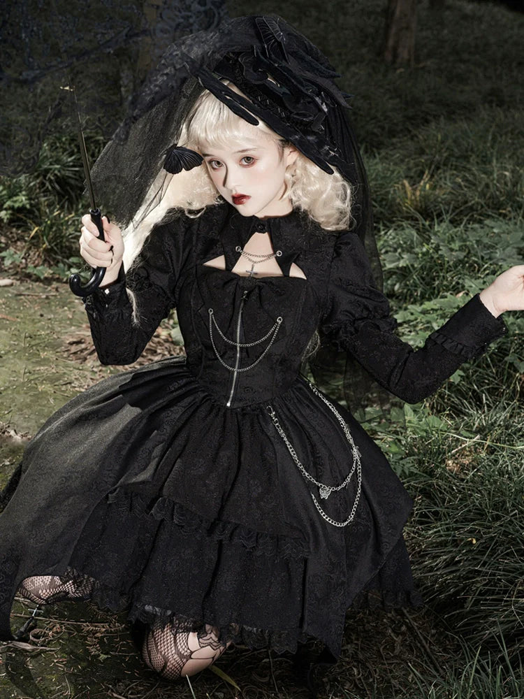 Black Rose Princess コウモリスカート長袖ワンピース
