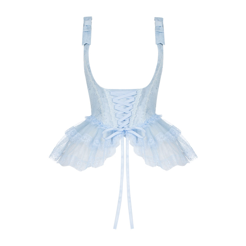 【予約販売】Sea Salt Iced Tea ライトブルージャガードジャンパースカートセット・ロング丈