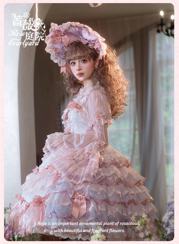 【受注予約8/6まで】Rose Courtyard レースとリボンのジャンパースカート・新色