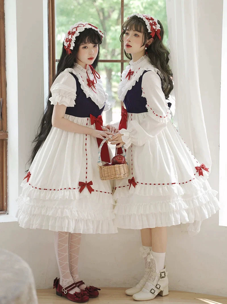 Snow White ３段フリルの半袖ワンピースと長袖ワンピース