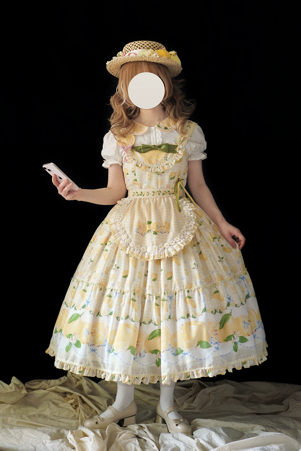 【予約販売】Lemon Sweetie プリントジャンパースカート・ロング丈