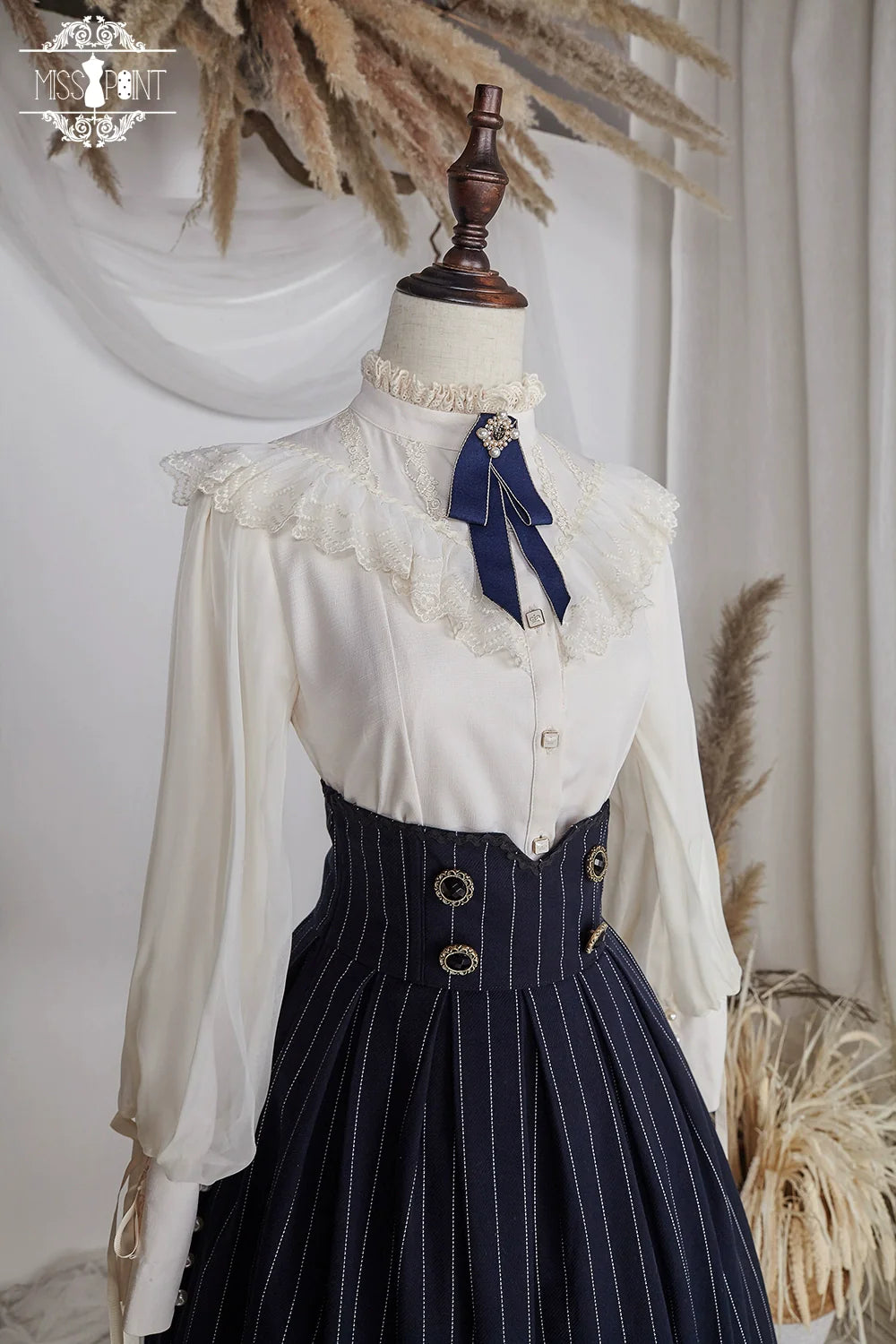 【予約販売】英国クラシカルロリィタ 縦縞ハイウエストスカート