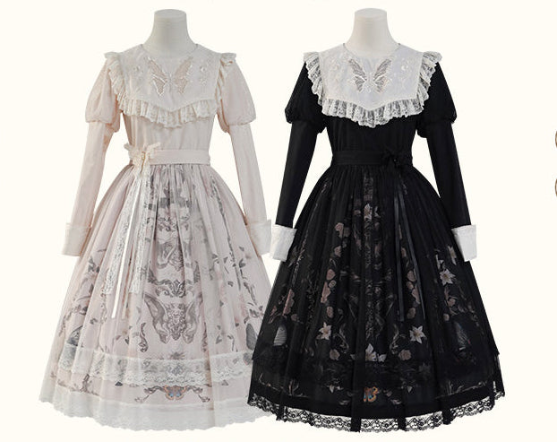 【受注予約11/19まで】Butterfly and Bone 長袖ワンピース