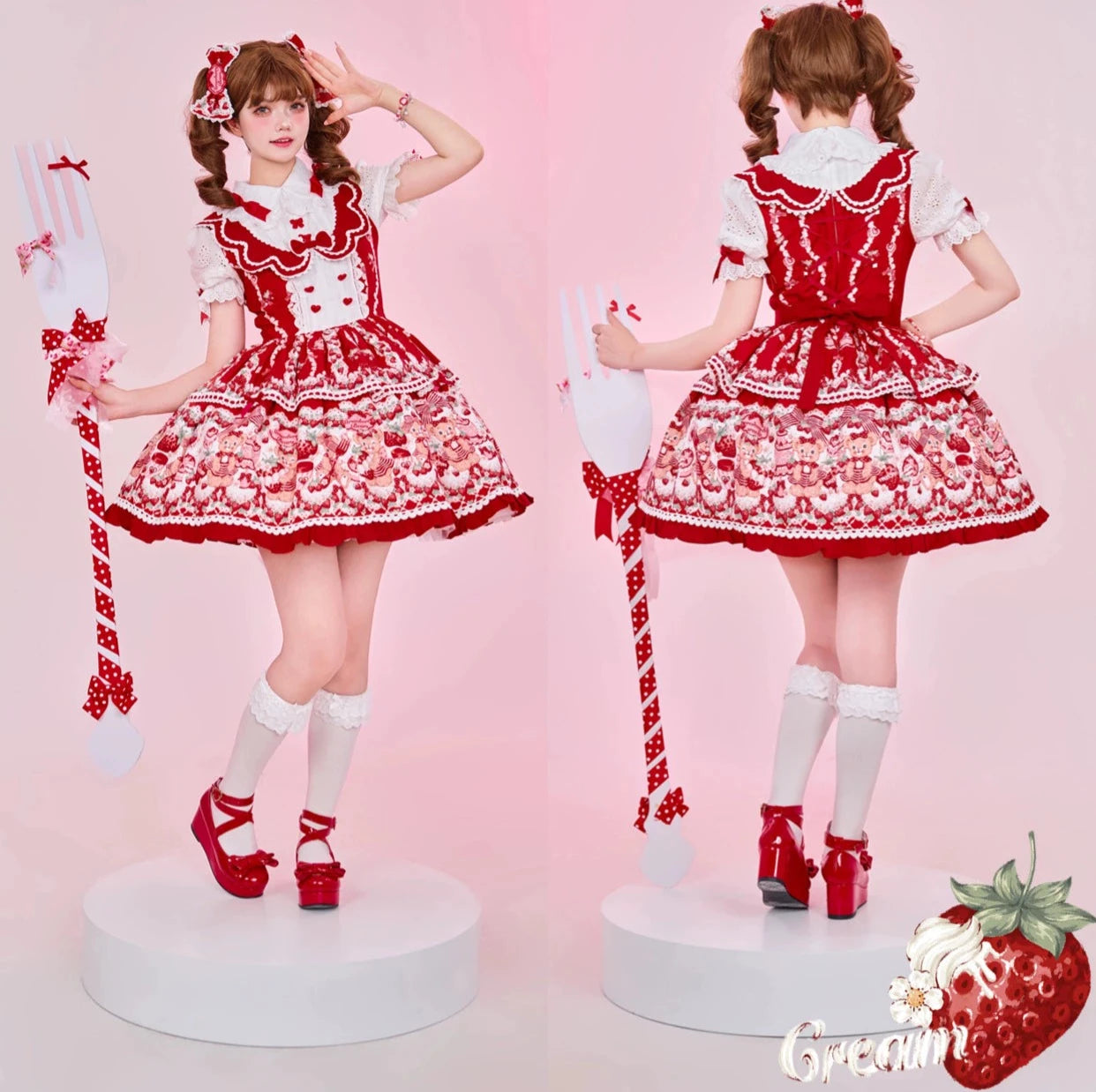 [Pre-orders available until 8/28] Bear Strawberry Garden One-piece Dress