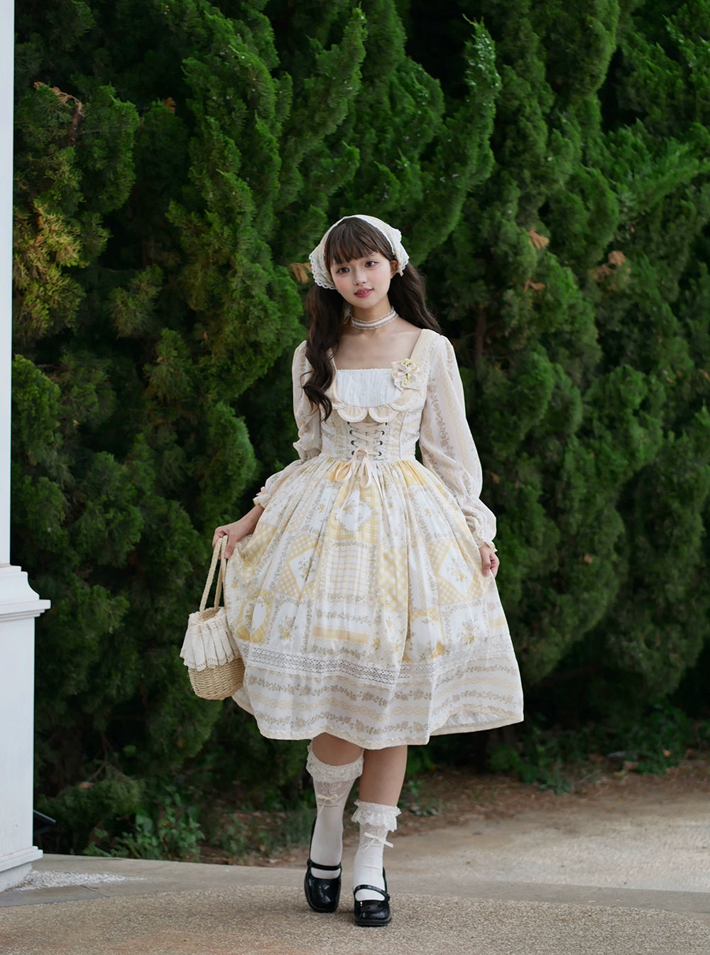 【予約販売】Pathwork Garden カントリー風長袖ワンピース
