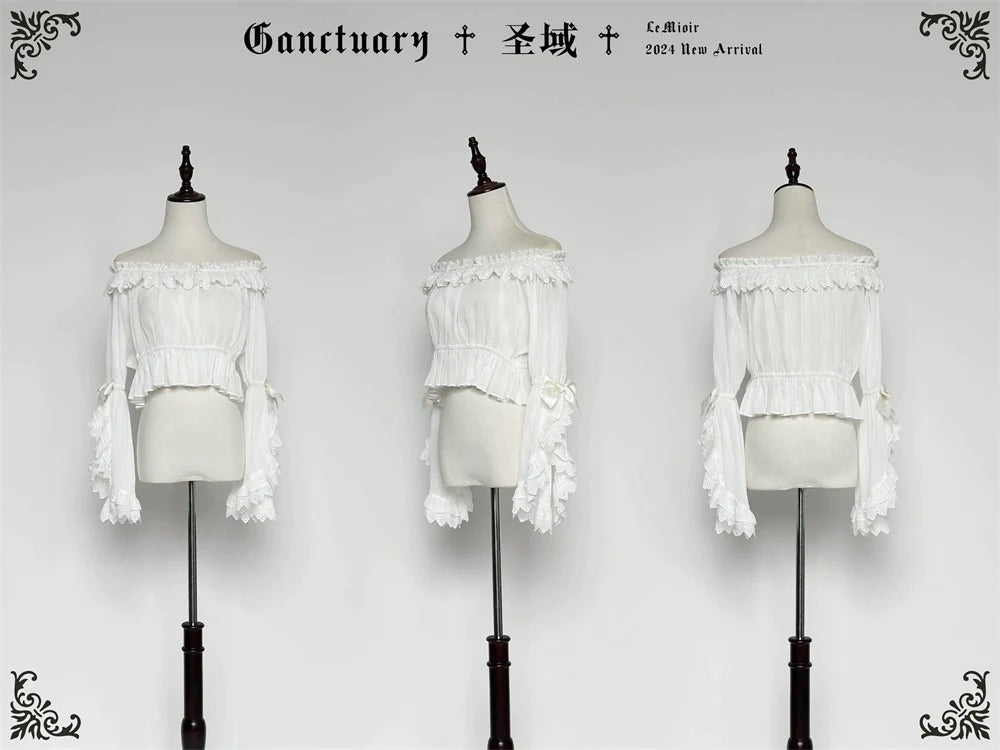 [Sale period ended] Sanctuary Goth Lolita Off Shoulder Princess Sleeve Blouse