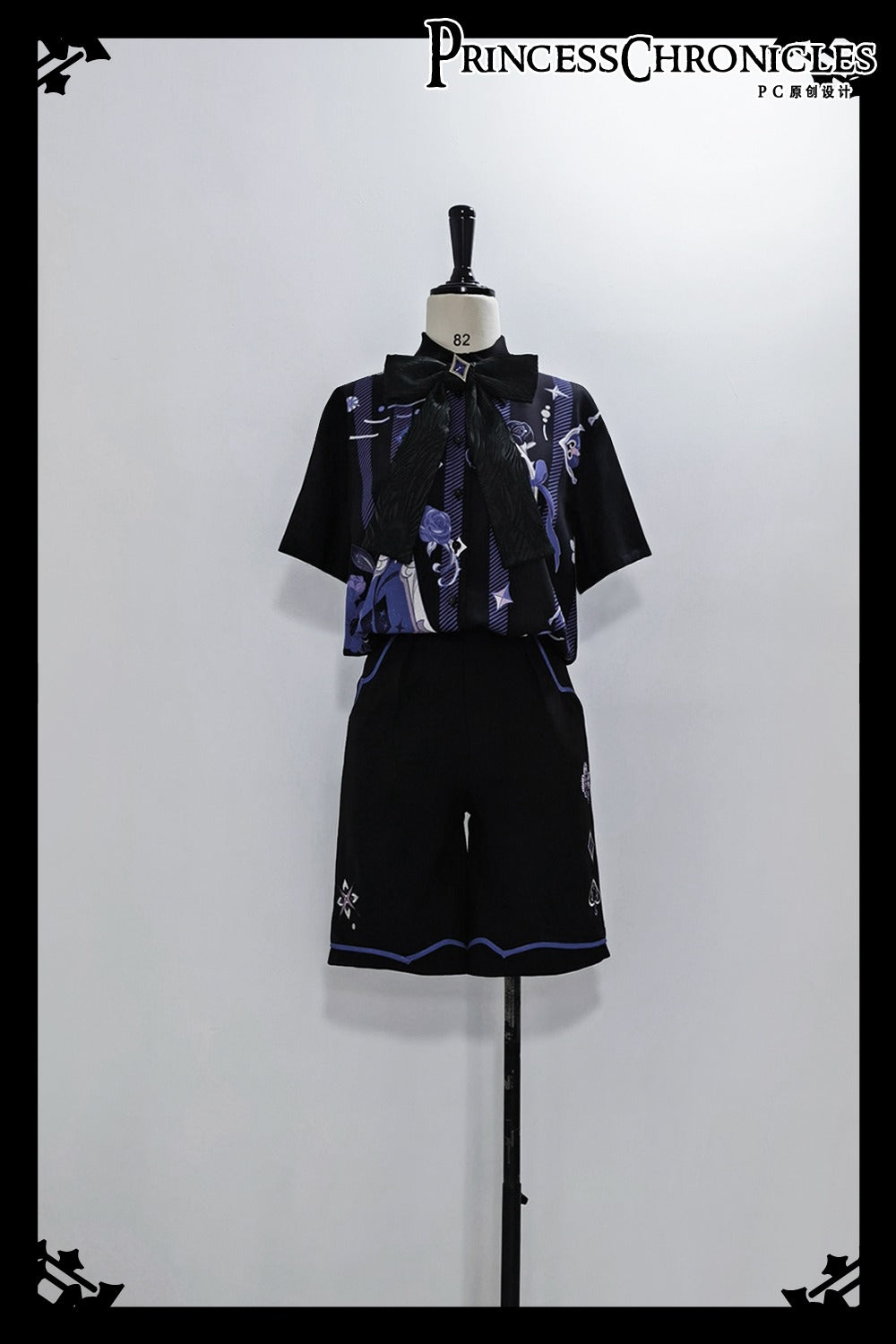[Pre-order] Prince style blue-purple retro print blouse