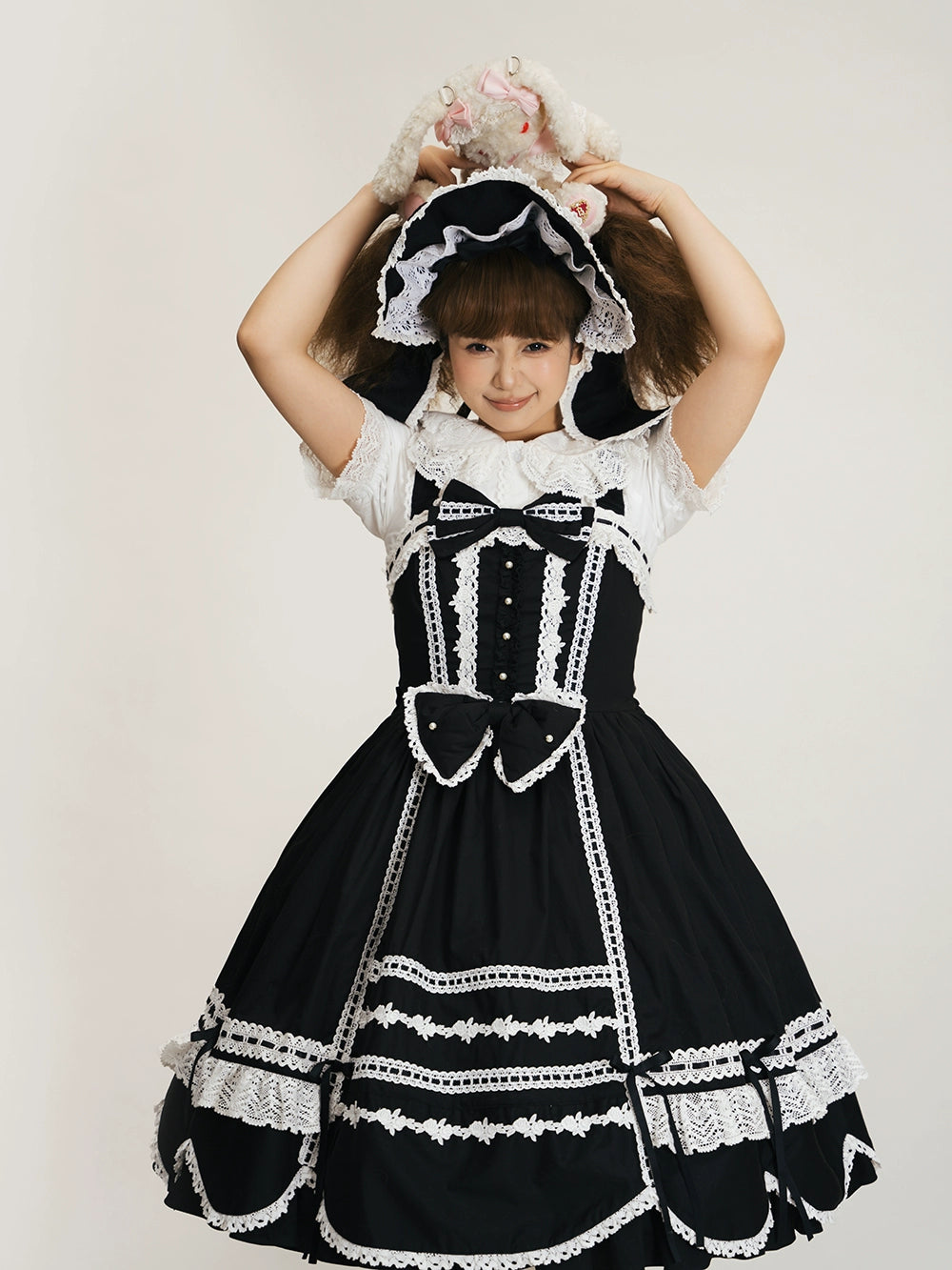 【予約販売】Antique Petal Rabbit リボンジャンパースカート