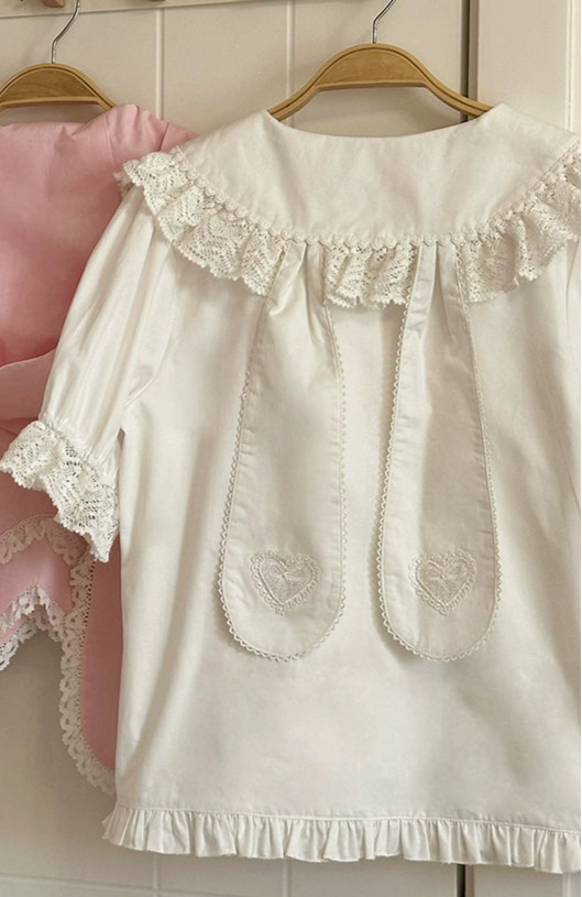 【予約販売】Antique Petal Rabbit うさ耳付き半袖ブラウス
