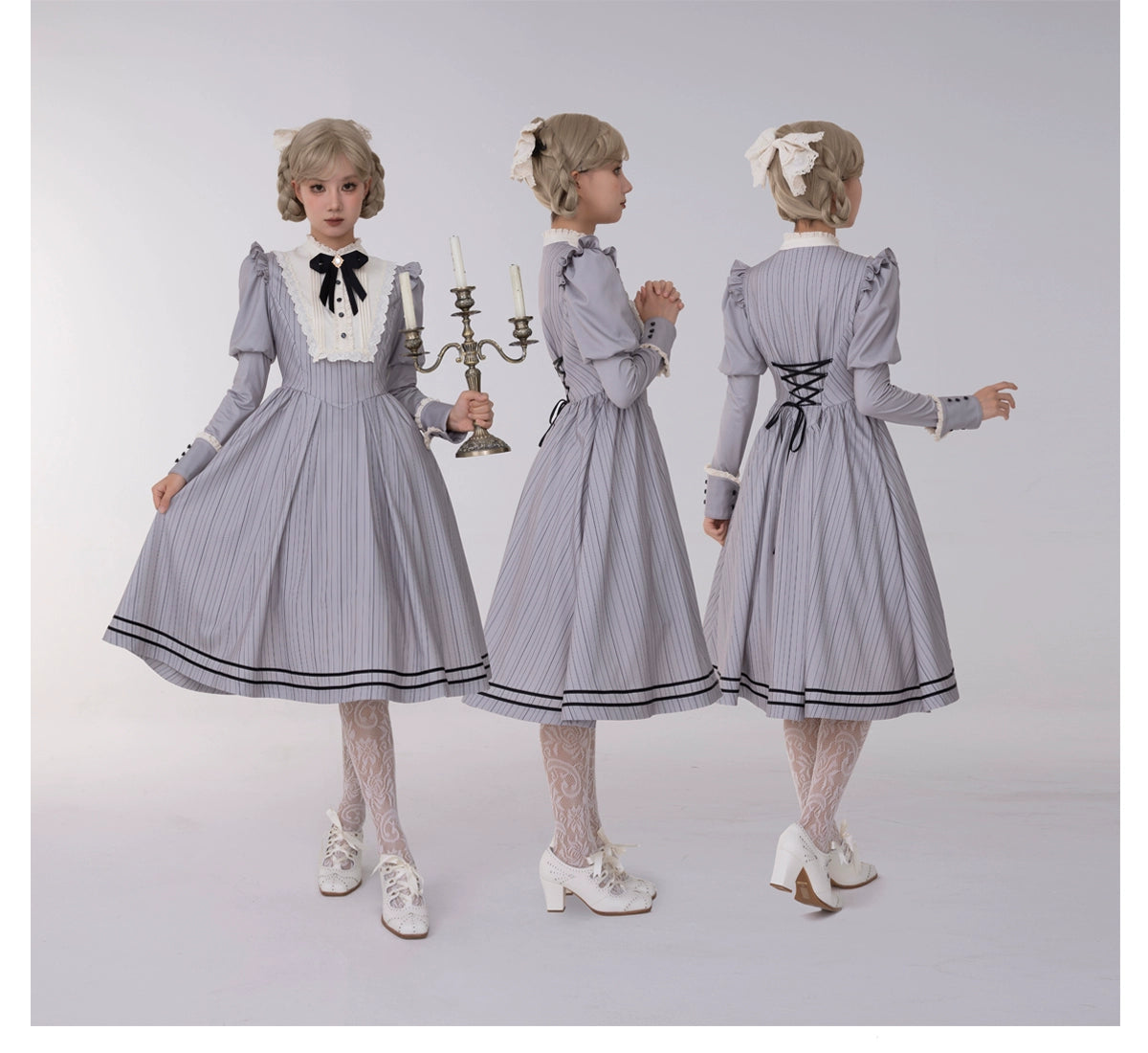 [Pre-orders available until 10/16] Fog City Morning Bell Classical Dress - Grey