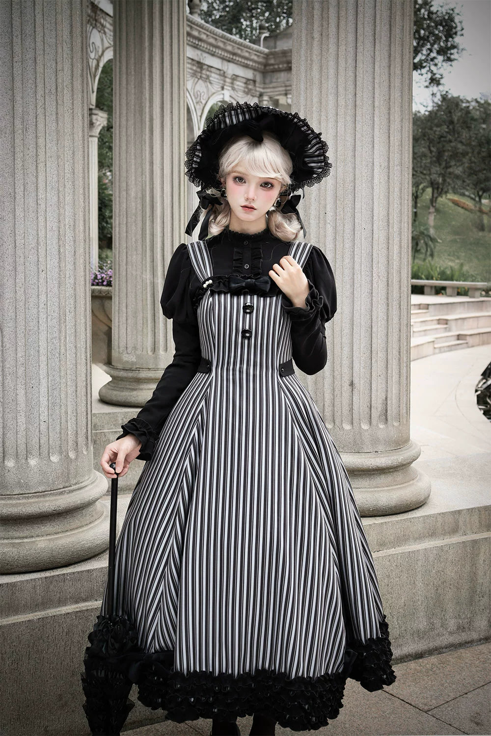 【予約販売】Classic Chocolat Stripe リボンタイブラウス