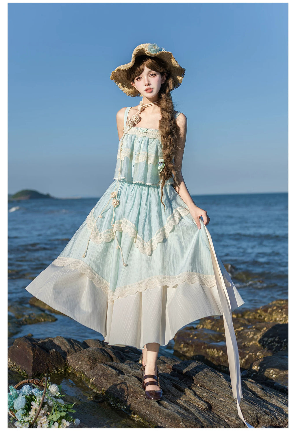 Bluebell Summer キャミソールトップスとロングスカートのセットアップ・帽子付き