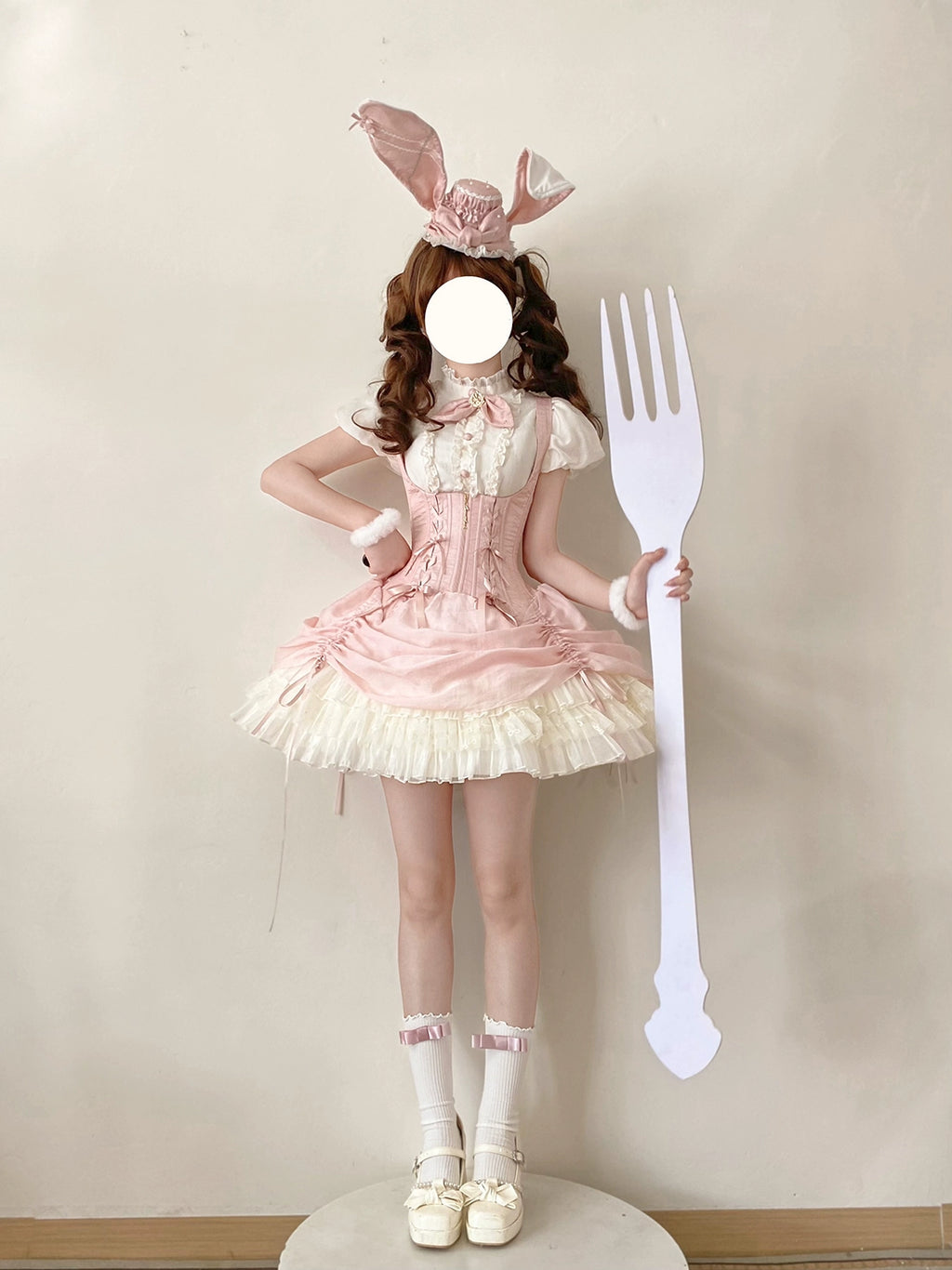 【受注予約6/30まで】Brulee Bunny コルセットジャンパースカートセット・ピンク