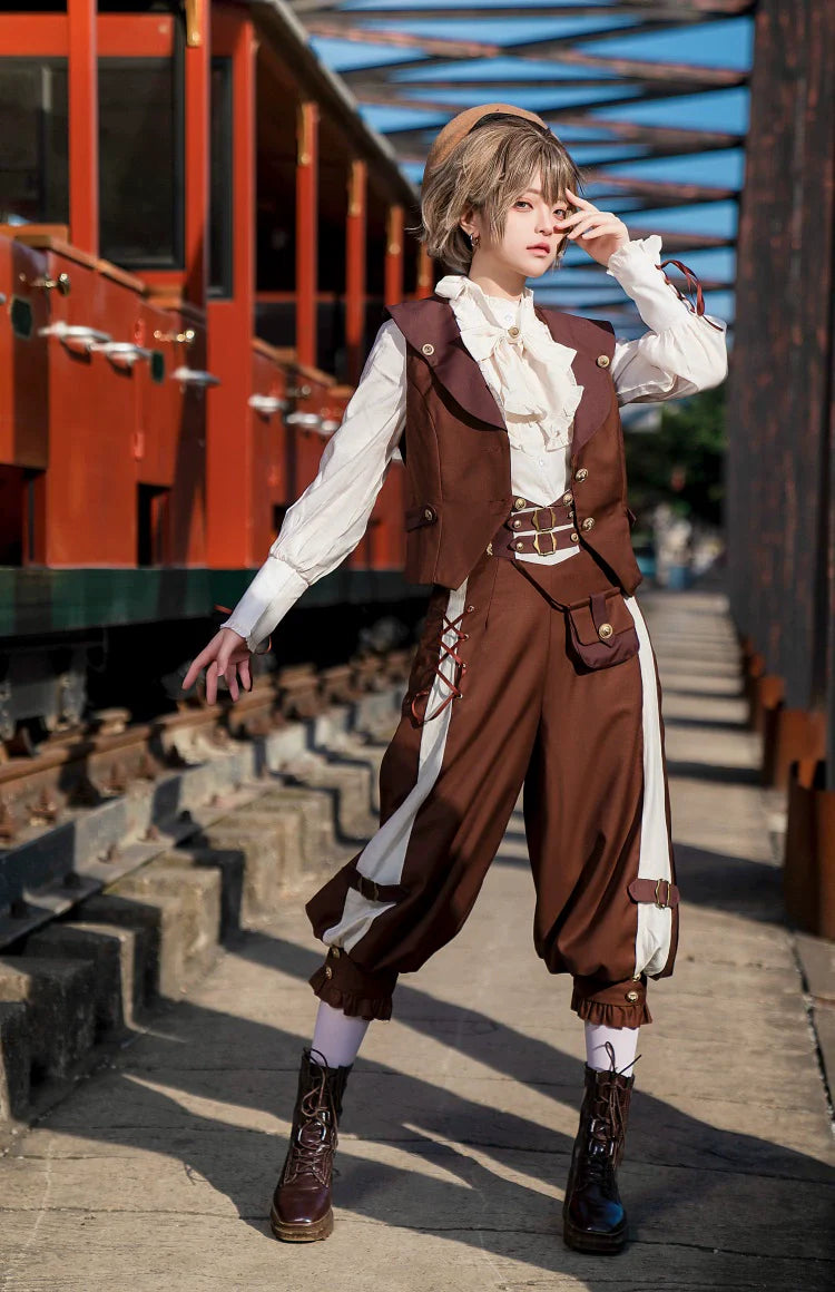 Pirate-style overalls pants 4-piece set