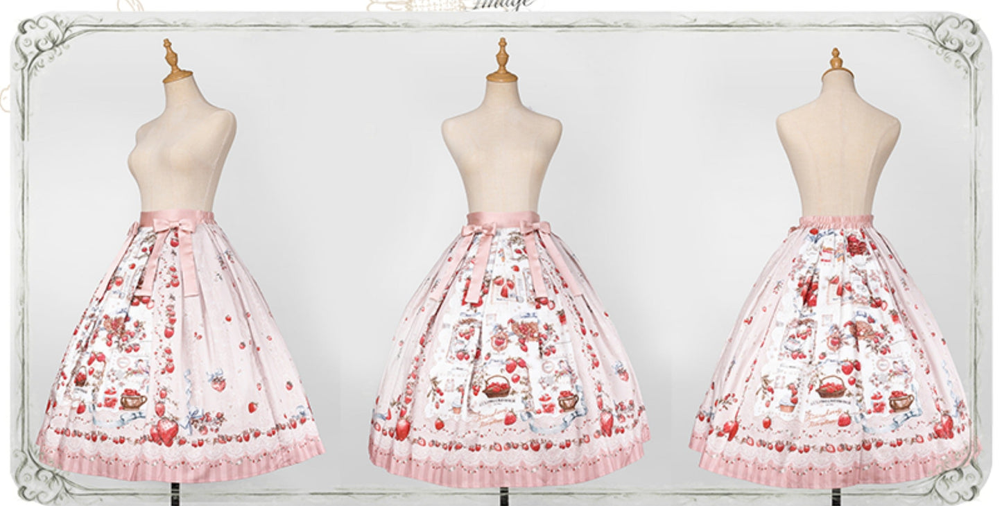 【受注予約12/16まで】Strawberry Manor プリントスカート・ミディ丈