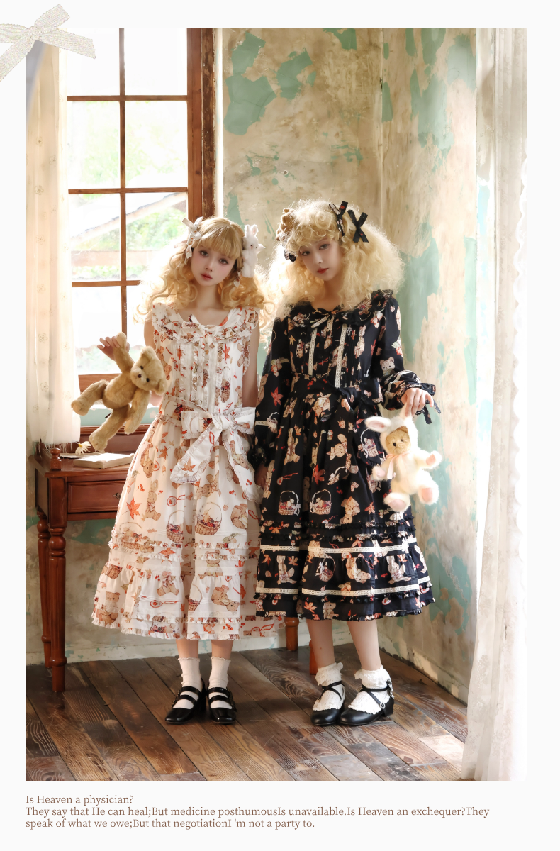 [Pre-orders available until November 4th] Autumn Rabbit Bear One-piece dress and jumper skirt, luxury version