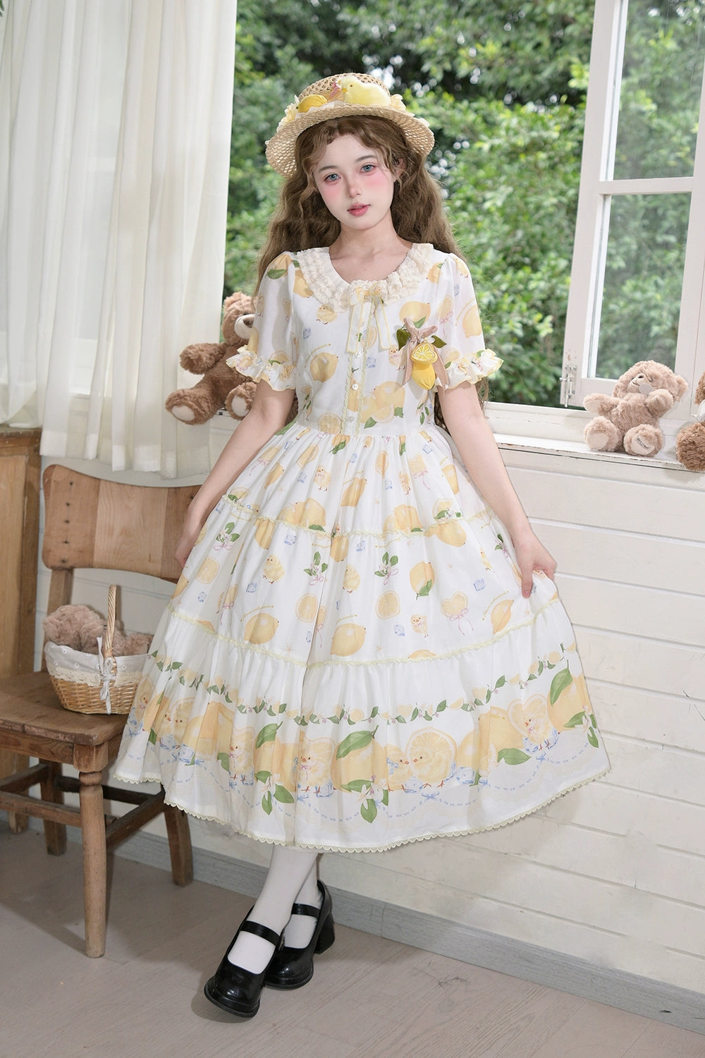 【予約販売】Lemon Sweetie プリント半袖ワンピース・デイリータイプ