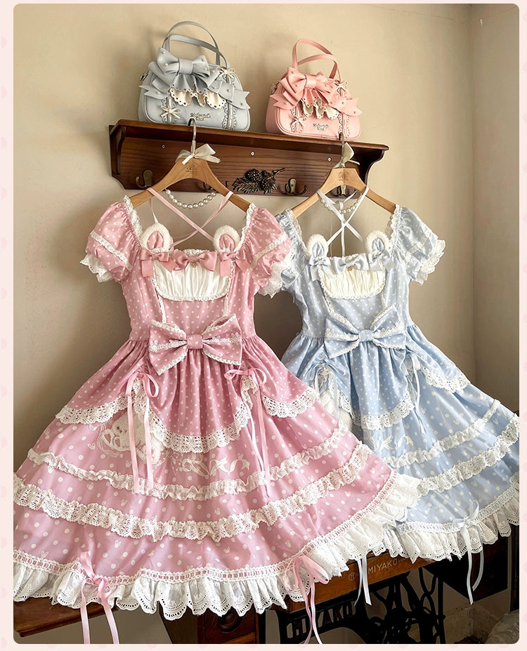 【受注予約6/11まで】Bow Rabbit 水玉ワンピース・全5色