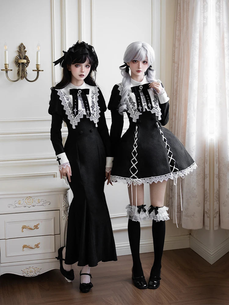 【予約販売】ゴシックレースアップワンピース・ショート丈
