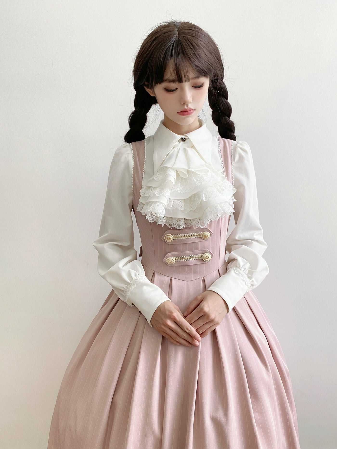 [Pre-orders available until 9/29] Bright Moon Corset Jumper Skirt Stripe [Pink]