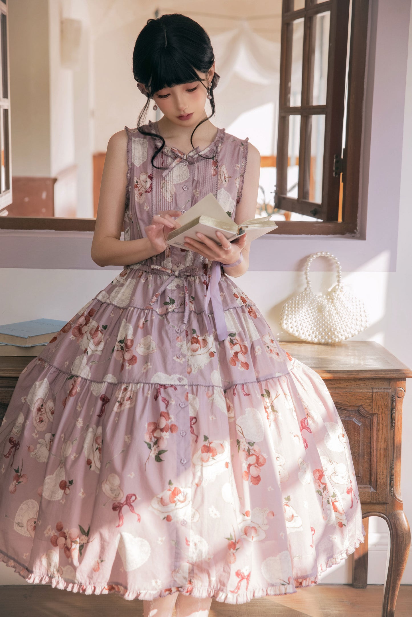 【受注予約1/22まで】Litchi Tea プリントジャンパースカート