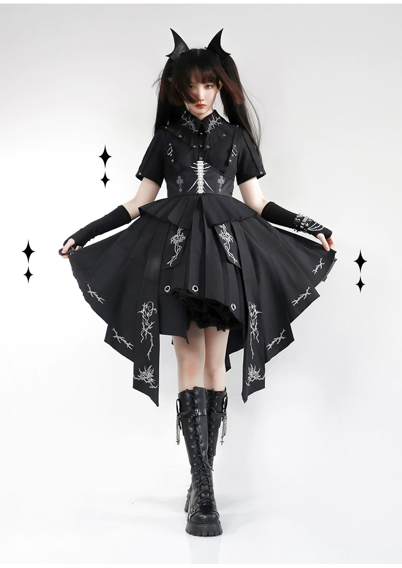 Grim Reaper bone print corset dress