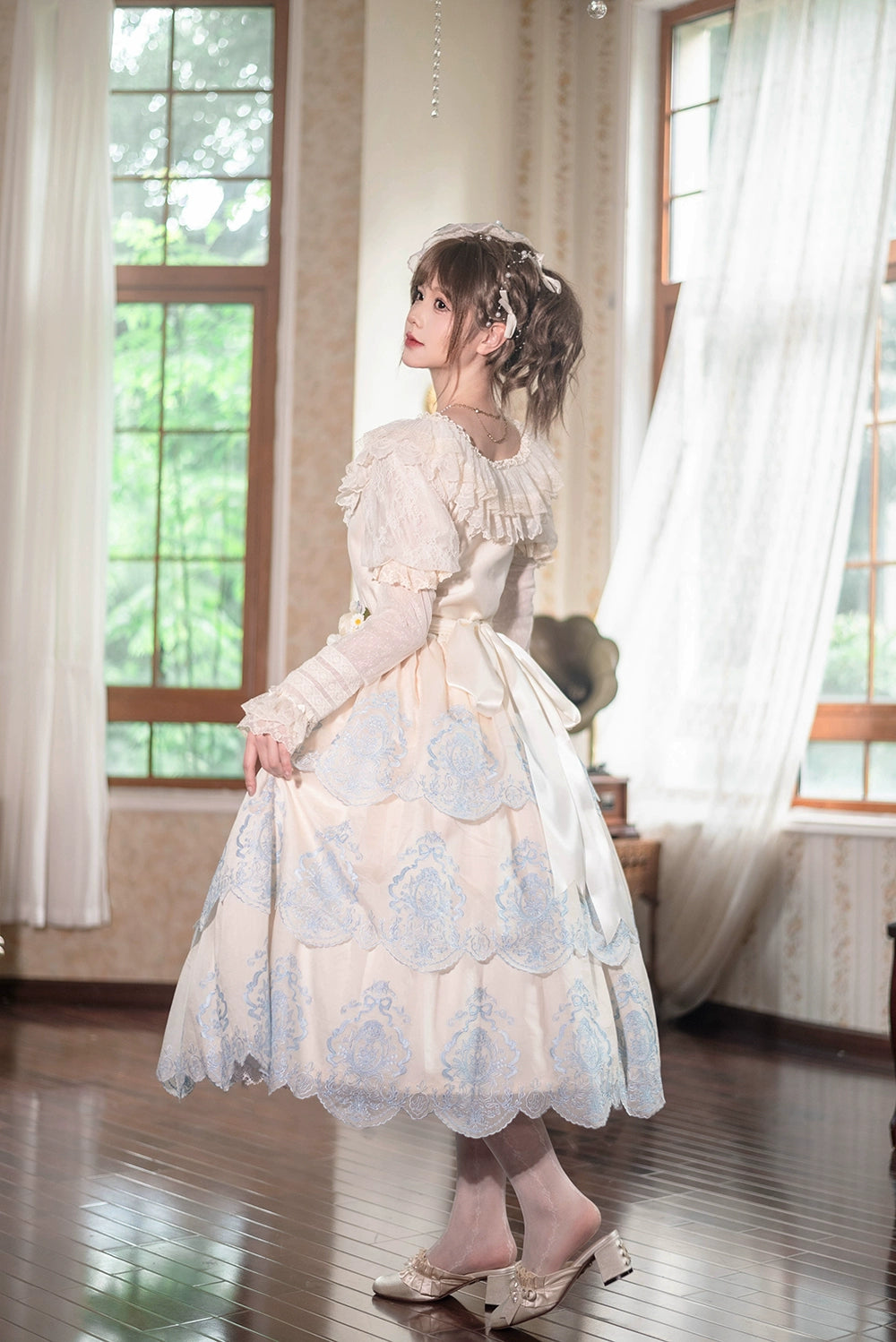 【予約販売】Noble Garden 付け袖付きレースブラウス