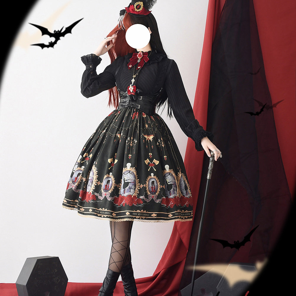 The Red Shoes Gothic Lolita Print Skirt