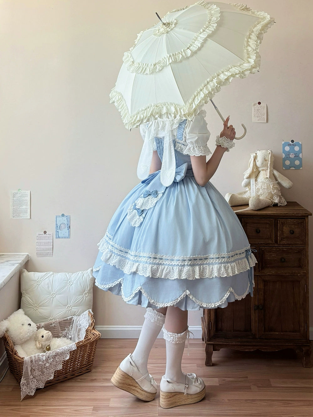 【予約販売】Antique Petal Rabbit うさ耳付き半袖ブラウス