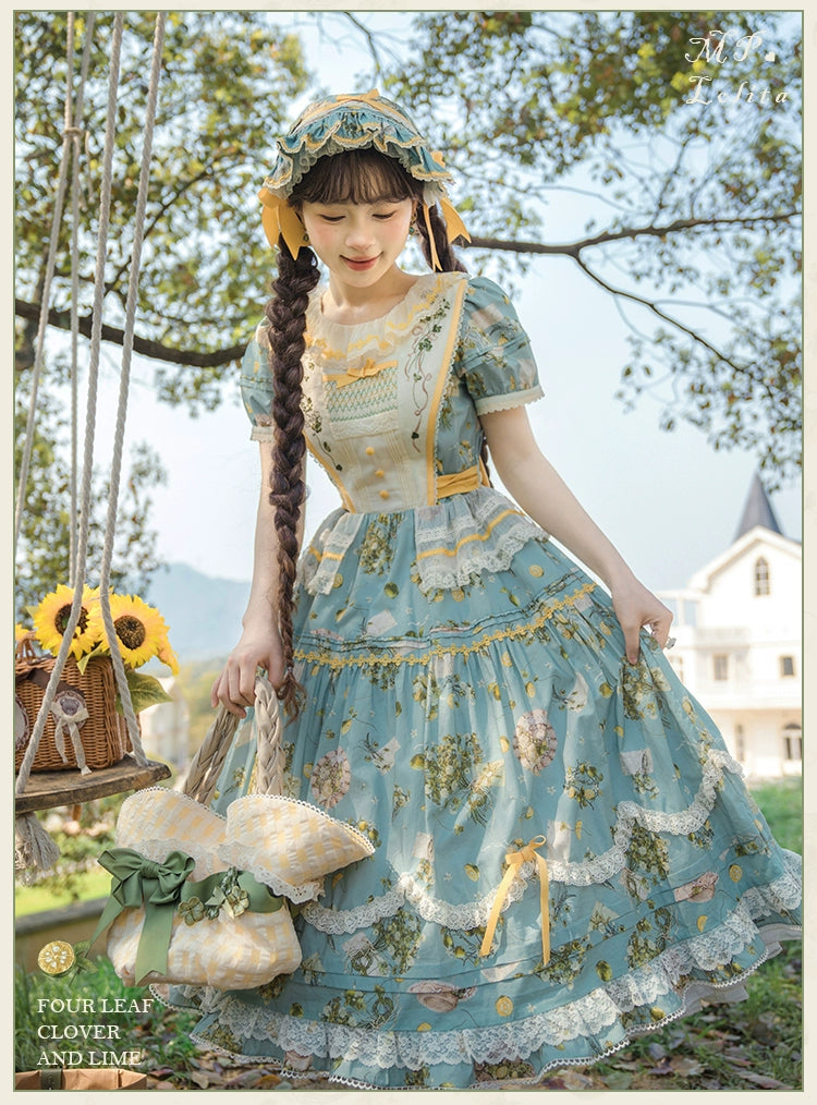 【受注予約5/18まで】Four Leaf Clover and Lime プリントワンピース