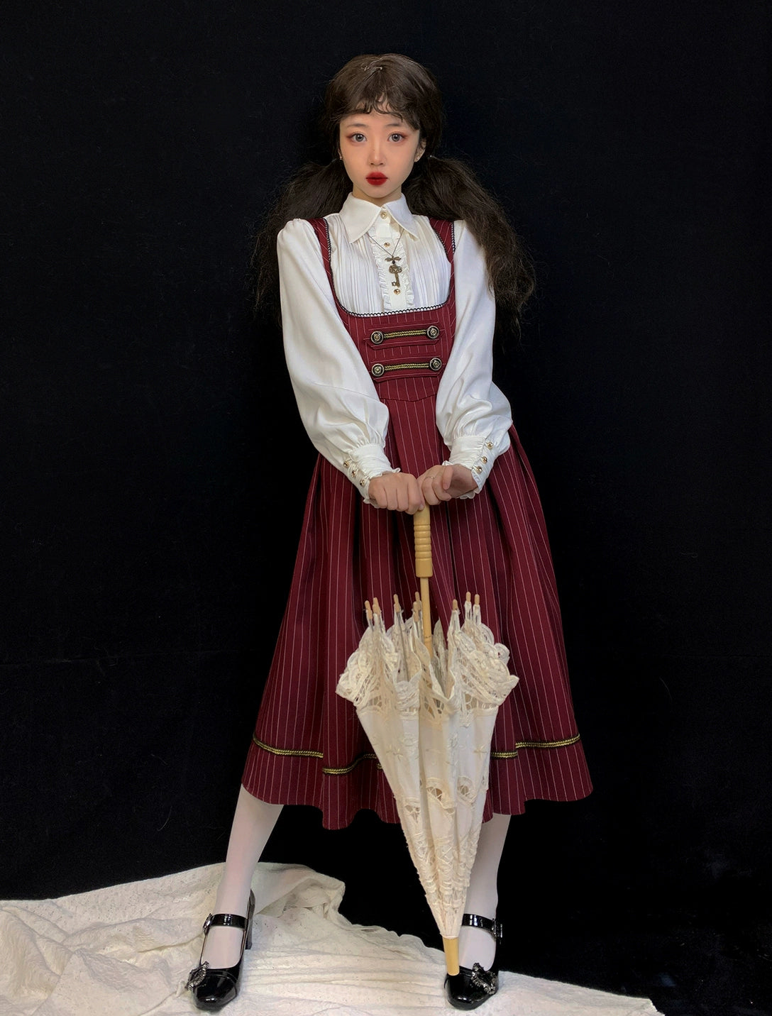 [Pre-orders available until 9/29] Bright Moon Corset Jumper Skirt Stripe [Red]