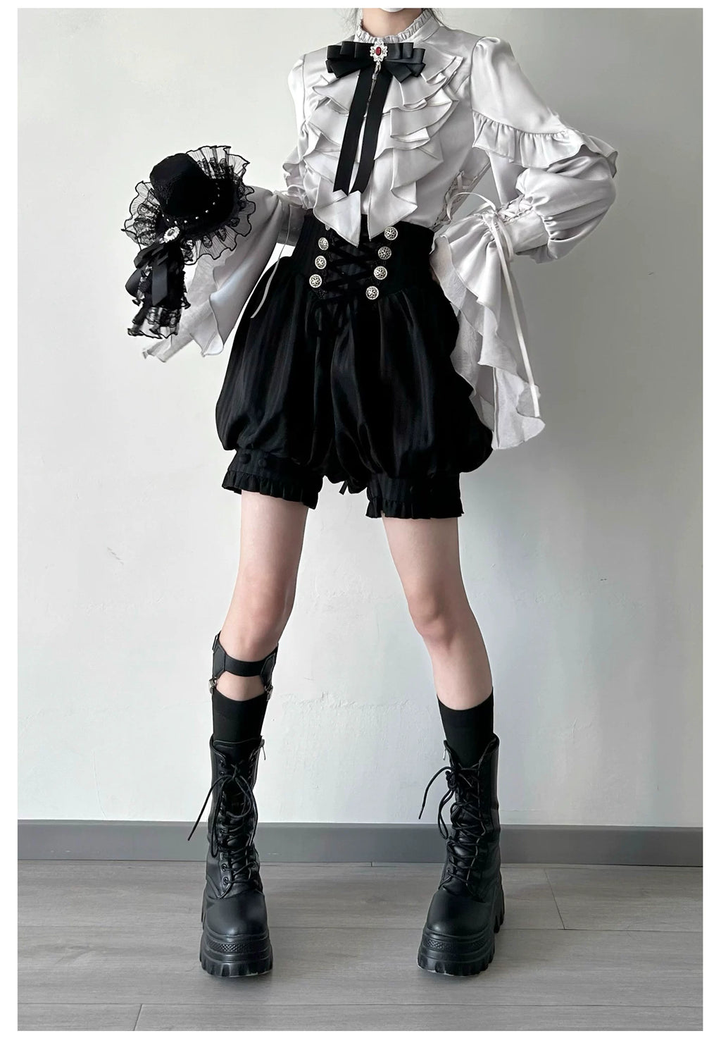 【予約販売】夜鴉 皇子系ゴシックブラウス＆パンツセット