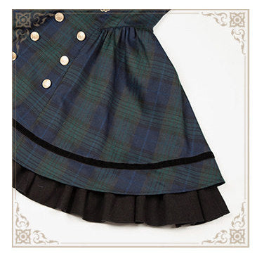 Berlin Letter グリーンチェックのジャンパースカート・ショート丈