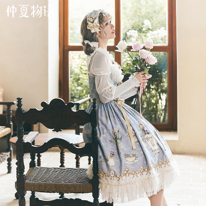 Tulip Tea Party レースとフリルのジャンパースカート