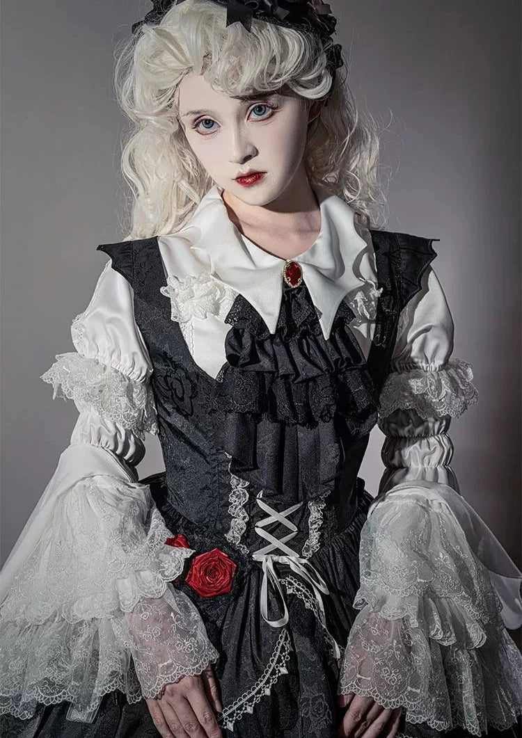 [Pre-orders available until 10/8] Rose of the Night - 2-way blouse with detachable sleeves and bat collar