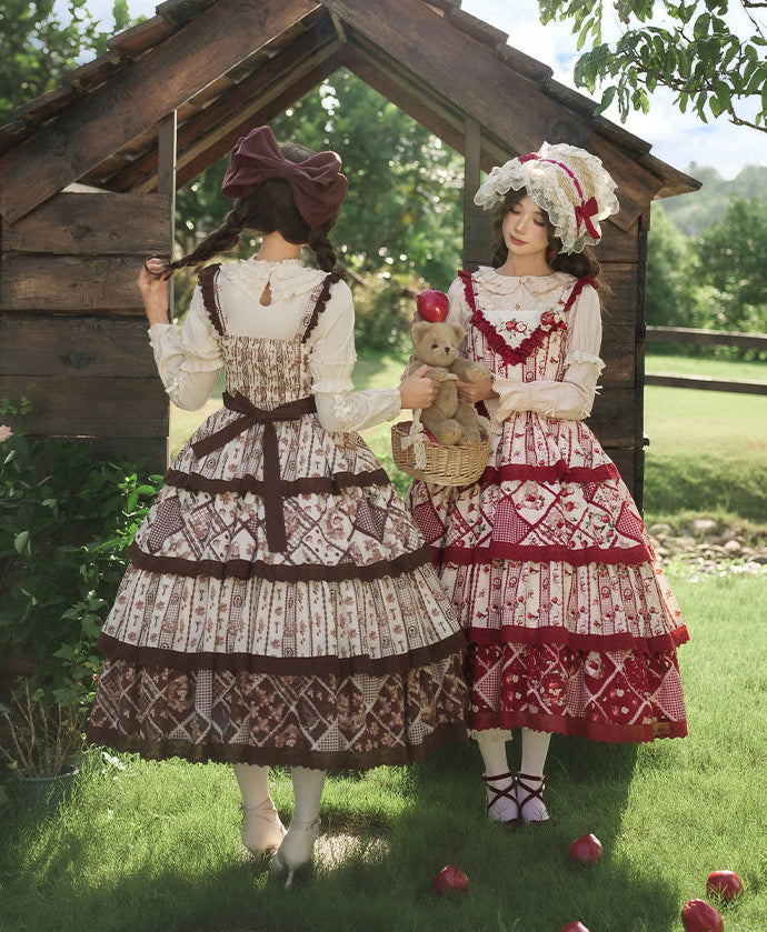 秋色のフローラルジャンパースカート