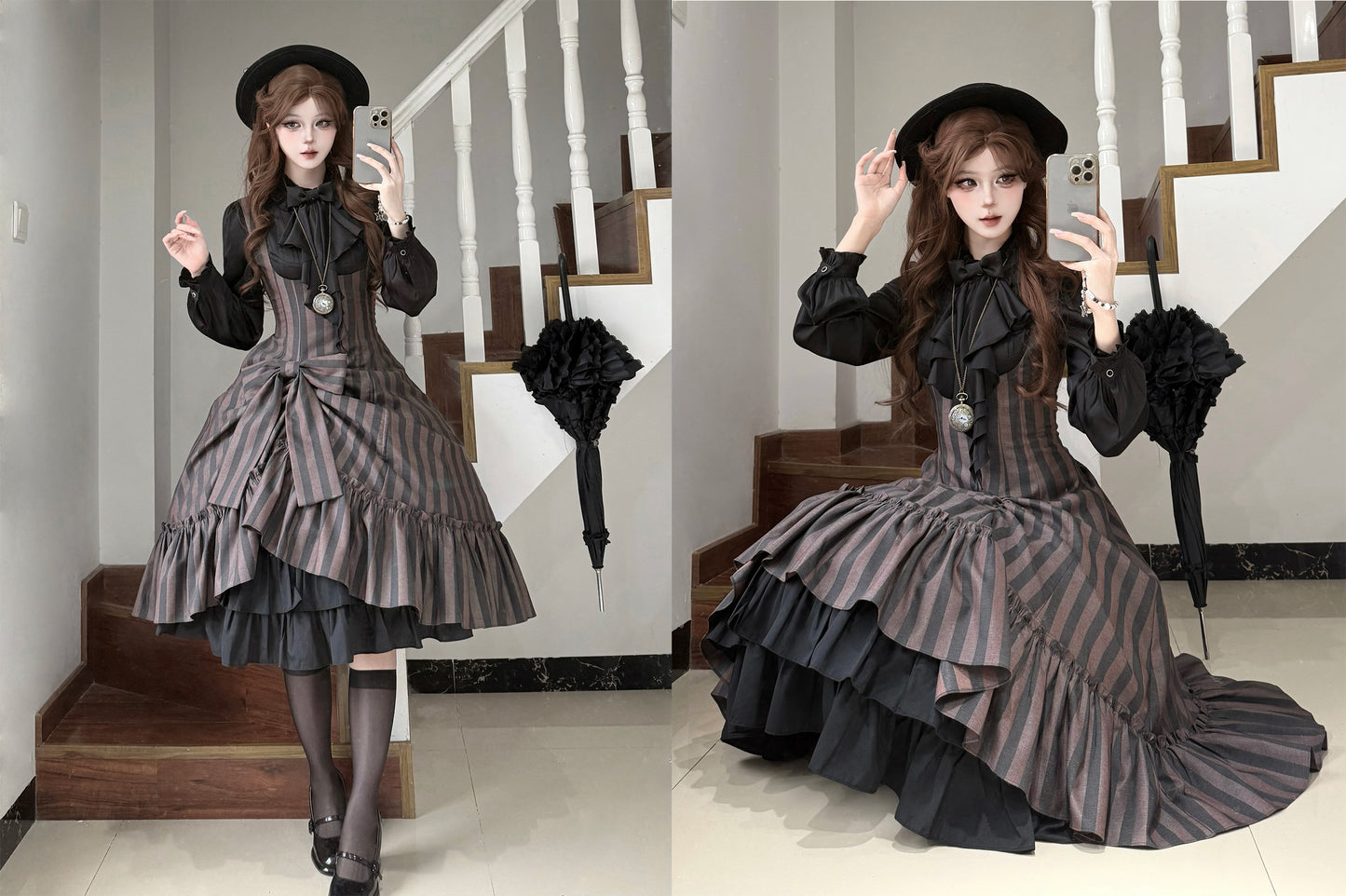 【受注予約12/3まで】Monochrome Reverie ジャンパースカート・ストライプ