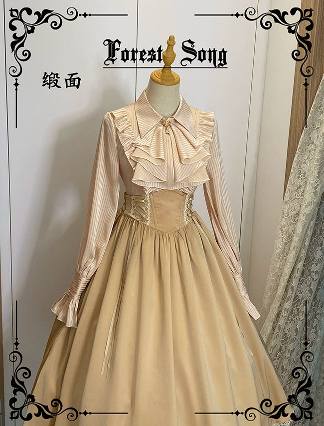 【予約販売】ジャボタイ付クラシカルストライプブラウス