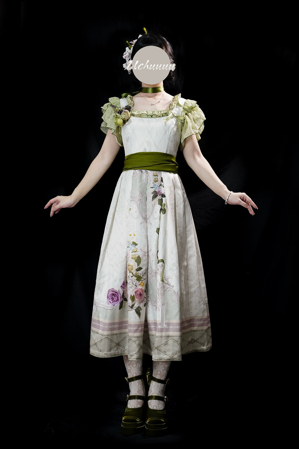 【受注予約1/23まで】Anthea Garden ジャンパースカート1型・花柄プリントあり