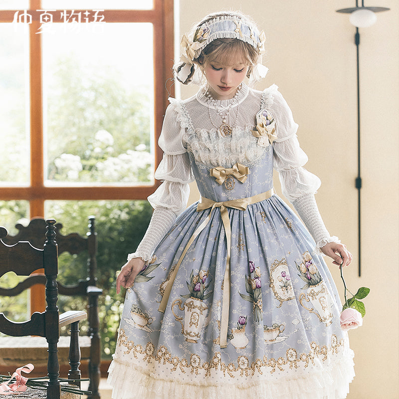 Tulip Tea Party レースとフリルのジャンパースカート