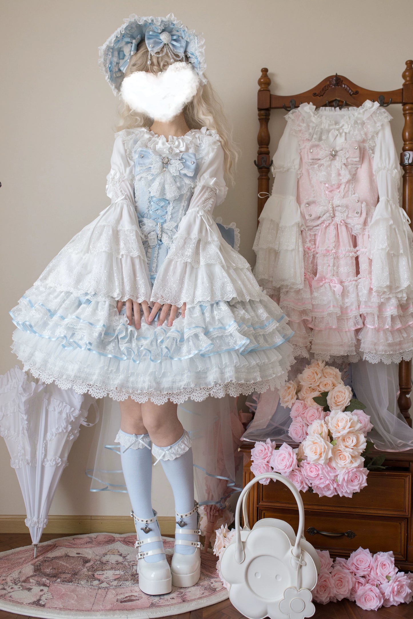 [Pre-orders available until 2/5] Wishing Star Doll-style Jumper Skirt - Pastel Blue