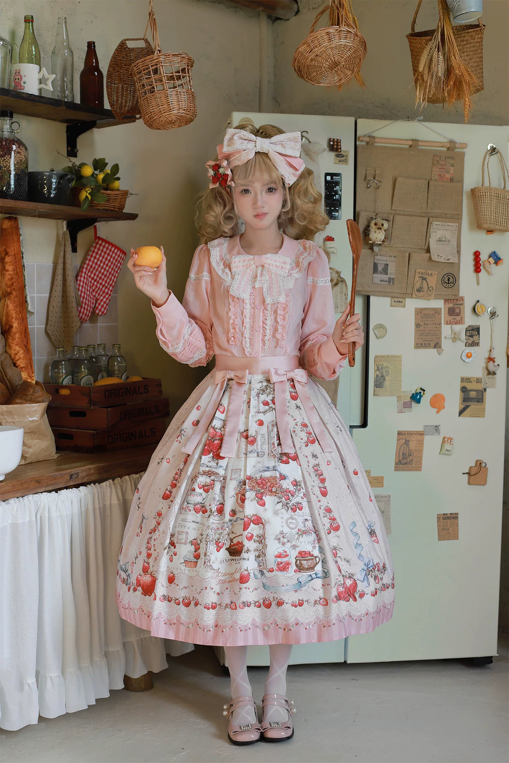 【受注予約10/29まで】Strawberry Manor プリントスカート・ミドル丈