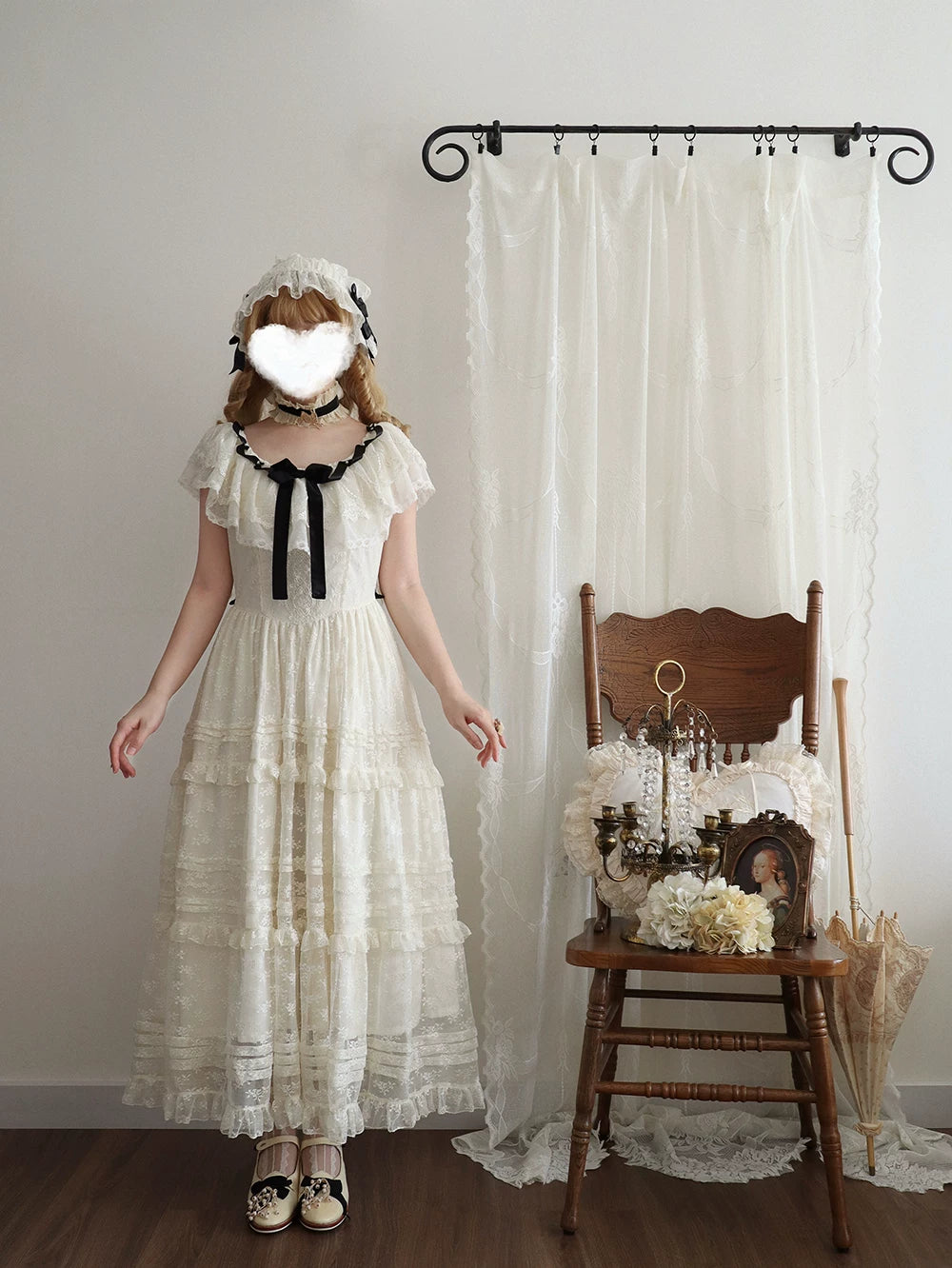 【受注予約10/13まで】Dream Lace ショールレースジャンパースカート