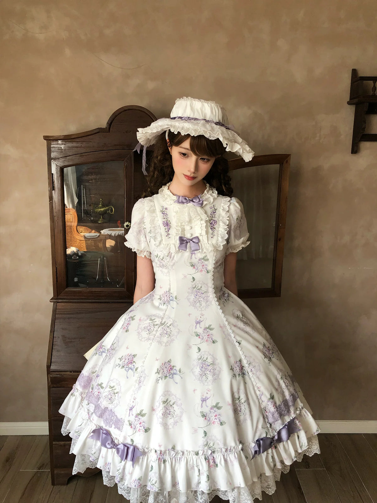 【受注予約10/28まで】Fleurs Violettes プリントワンピース
