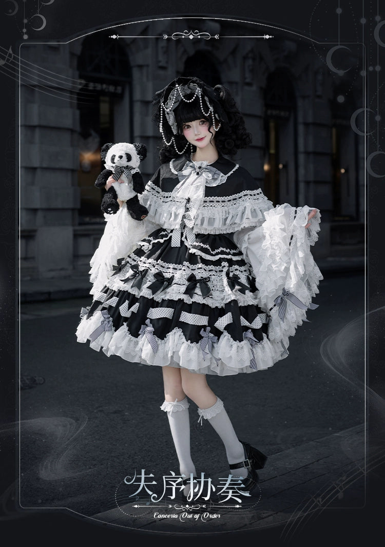 [Pre-orders available until 12/11] Concerto Out of Order Monotone Sweet Lolita Jumper Skirt Full Set