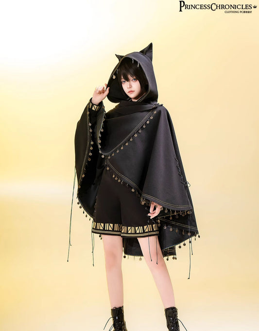 [Pre-orders available until 3/26] Black Cat Prince-style Cat Ear Hoodie Cape