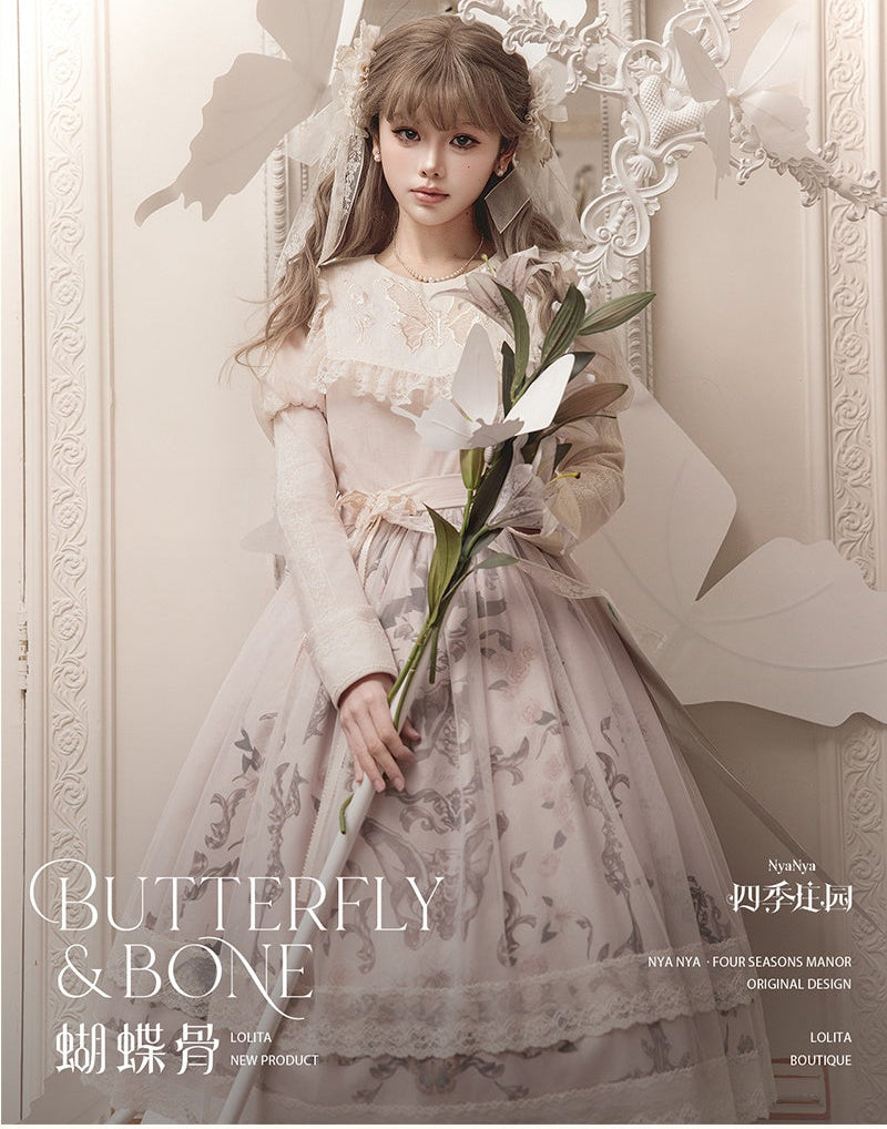 【受注予約11/19まで】Butterfly and Bone 長袖ワンピース