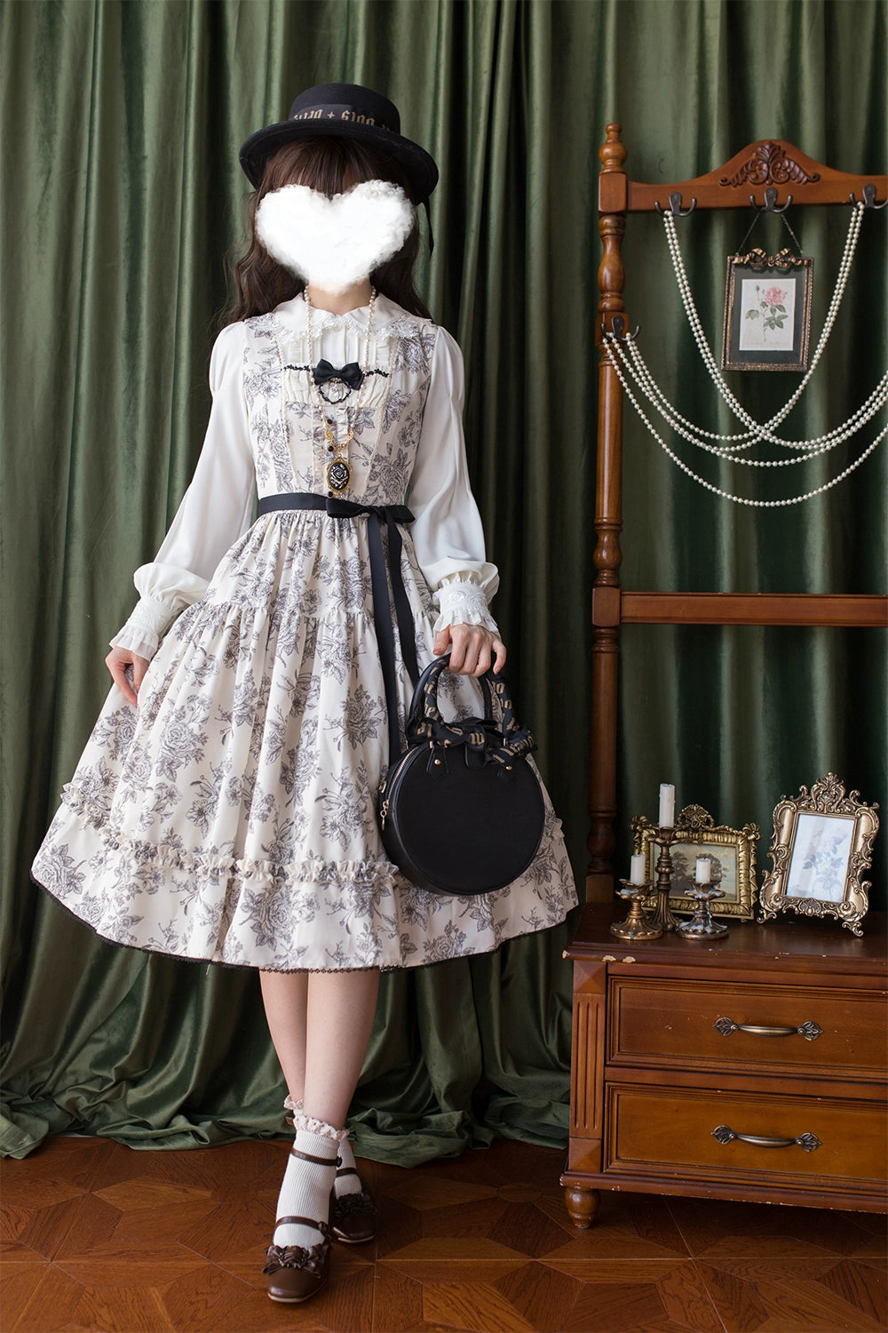 【予約販売】Sketch Wild Rose ジャンパースカート プリントタイプ